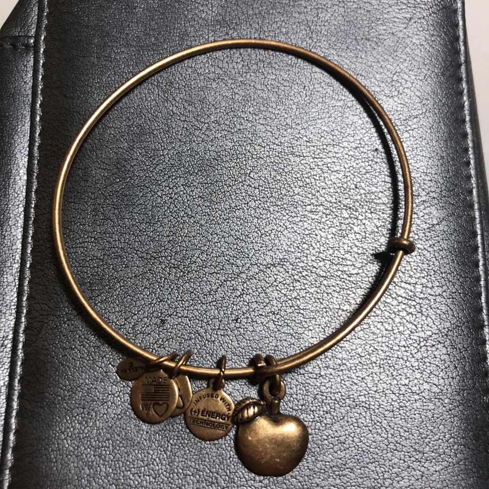 Gold apple alex and ani bracelet